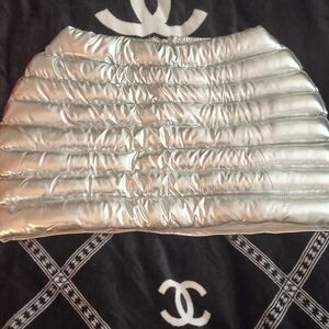 Silver Quilted Mini Skirt
